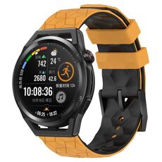 Per Huawei Watch GT Runner 22mm Cinturino in silicone bicolore con motivo a calcio (giallo + nero)