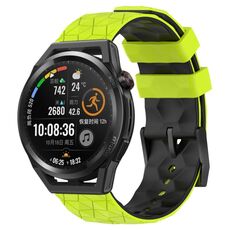 Per Huawei Watch GT Runner 22mm Cinturino in silicone bicolore con motivo a calcio (verde lime + nero)