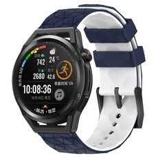 Per Huawei Watch GT Runner 22mm Cinturino in silicone bicolore con motivo a calcio (blu notte + bianco)
