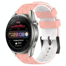 Per Huawei Watch 3 Pro Nuovo cinturino in silicone bicolore da 22 mm con motivo a calcio (rosa + bianco)