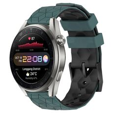 Per Huawei Watch 3 Pro Nuovo cinturino in silicone bicolore da 22 mm con motivo a calcio (verde oliva + nero)