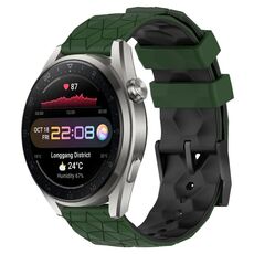 Per Huawei Watch 3 Pro Nuovo cinturino in silicone bicolore da 22 mm con motivo a calcio (verde militare + nero)