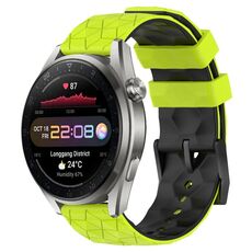 Per Huawei Watch 3 Pro Nuovo cinturino in silicone bicolore da 22 mm con motivo a calcio (verde lime + nero)
