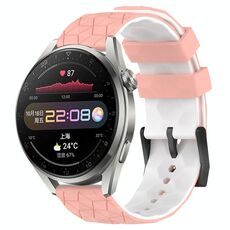 Per Huawei Watch 3 Pro 22mm Cinturino in silicone bicolore con motivo a calcio (rosa + bianco)