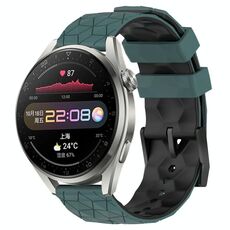 Per Huawei Watch 3 Pro 22mm Cinturino in silicone bicolore con motivo a calcio (verde oliva + nero)