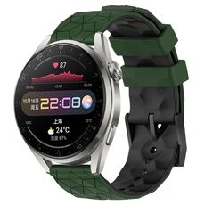 Per Huawei Watch 3 Pro 22mm Cinturino in silicone bicolore con motivo a calcio (verde militare + nero)