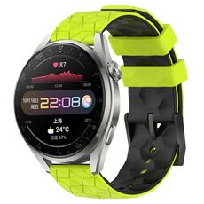 Per Huawei Watch 3 Pro 22mm Cinturino in silicone bicolore con motivo a calcio (verde lime + nero)