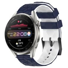 Per Huawei Watch 3 Pro 22mm Cinturino in silicone bicolore con motivo a calcio (blu notte + bianco)