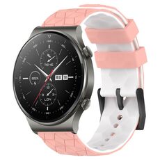 Per Huawei GT2 Pro 22mm Cinturino per orologio in silicone bicolore con motivo a calcio (rosa + bianco)