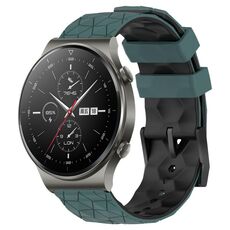 Per Huawei GT2 Pro 22mm Cinturino in silicone bicolore con motivo a calcio (verde oliva + nero)