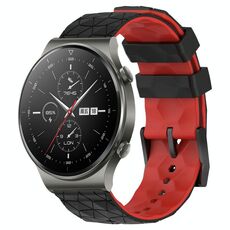 Per Huawei GT2 Pro 22mm Cinturino in silicone bicolore con motivo a calcio (nero + rosso)