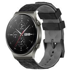 Per Huawei GT2 Pro 22mm Cinturino in silicone bicolore con motivo a calcio (nero + grigio)
