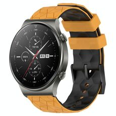 Per Huawei GT2 Pro 22mm Cinturino in silicone bicolore con motivo a calcio (giallo + nero)