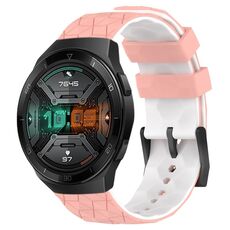 Per Huawei Watch GT 2E 22mm Cinturino in silicone bicolore con motivo a calcio (rosa + bianco)