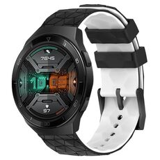 Per Huawei Watch GT 2E 22mm Cinturino in silicone bicolore con motivo a calcio (nero + bianco)
