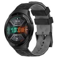 Per Huawei Watch GT 2E 22mm Cinturino in silicone bicolore con motivo a calcio (nero + grigio)