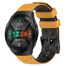 Per Huawei Watch GT 2E 22mm Cinturino in silicone bicolore con motivo a calcio (giallo + nero)