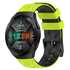 Per Huawei Watch GT 2E 22mm Cinturino in silicone bicolore con motivo a calcio (verde lime + nero)