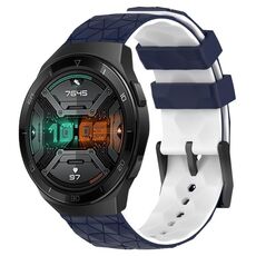 Per Huawei Watch GT 2E 22mm Cinturino in silicone bicolore con motivo a calcio (blu notte + bianco)