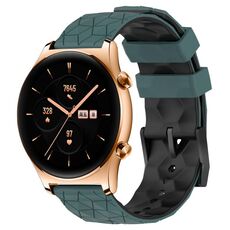 For Honor Watch GS 3 22mm Cinturino in silicone bicolore con motivo a calcio (verde oliva + nero)