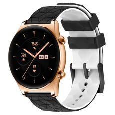 For Honor Watch GS 3 22mm Cinturino in silicone bicolore con motivo a calcio (nero + bianco)