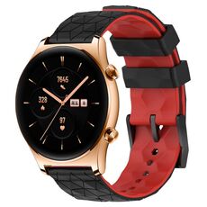 For Honor Watch GS 3 22mm Cinturino in silicone bicolore con motivo a calcio (nero + rosso)