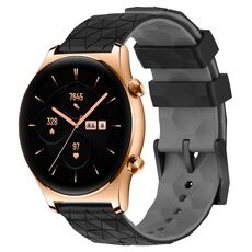 For Honor Watch GS 3 22mm Cinturino in silicone bicolore con motivo a calcio (nero + grigio)