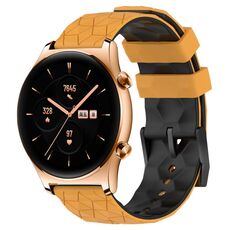 For Honor Watch GS 3 22mm Cinturino in silicone bicolore con motivo a calcio (giallo + nero)
