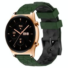 For Honor Watch GS 3 22mm Cinturino in silicone bicolore con motivo a calcio (verde militare + nero)