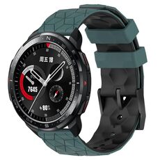 For Honor Watch GS Pro 22mm Cinturino per orologio in silicone bicolore con motivo a calcio (verde oliva + nero)