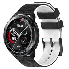 For Honor Watch GS Pro 22mm Cinturino in silicone bicolore con motivo a calcio (nero + bianco)