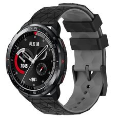 For Honor Watch GS Pro 22mm Cinturino in silicone bicolore con motivo a calcio (nero + grigio)