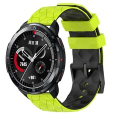 For Honor Watch GS Pro 22mm Cinturino per orologio in silicone bicolore con motivo a calcio (verde lime + nero)