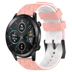 Per Honor Magic Watch 2 46mm 22mm Cinturino in silicone bicolore con motivo a calcio (rosa + bianco)
