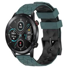 Per Honor Magic Watch 2 46mm 22mm Modello di calcio Cinturino in silicone bicolore (verde oliva + nero)