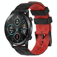 Per Honor Magic Watch 2 46mm 22mm Modello di calcio Cinturino in silicone bicolore (nero + rosso)