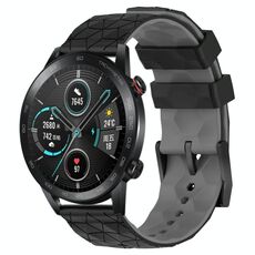 Per Honor Magic Watch 2 46mm 22mm Modello di calcio Cinturino in silicone bicolore (nero + grigio)