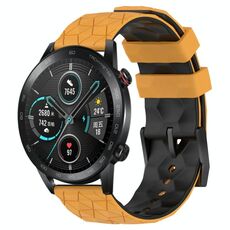 Per Honor Magic Watch 2 46mm 22mm Cinturino in silicone bicolore con motivo a calcio (giallo + nero)