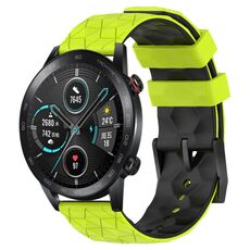 Per Honor Magic Watch 2 46mm 22mm Modello di calcio Cinturino in silicone bicolore (verde lime + nero)