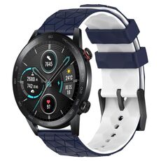 Per Honor Magic Watch 2 46mm 22mm Modello di calcio Cinturino in silicone bicolore (blu notte + bianco)