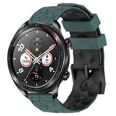 For Honor Watch Dream 22mm Cinturino per orologio in silicone bicolore con motivo a calcio (verde oliva + nero)