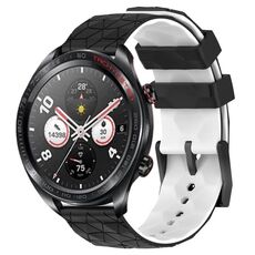 For Honor Watch Dream 22mm Cinturino in silicone bicolore con motivo a calcio (nero + bianco)