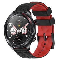 For Honor Watch Dream 22mm Cinturino in silicone bicolore con motivo a calcio (nero + rosso)
