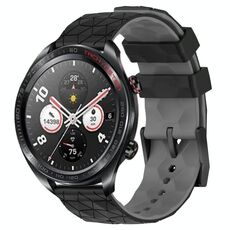 For Honor Watch Dream 22mm Cinturino per orologio in silicone bicolore con motivo a calcio (nero + grigio)