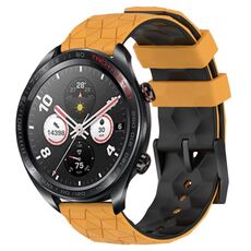 For Honor Watch Dream 22mm Cinturino in silicone bicolore con motivo a calcio (giallo + nero)