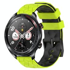 For Honor Watch Dream 22mm Cinturino per orologio in silicone bicolore con motivo a calcio (verde lime + nero)