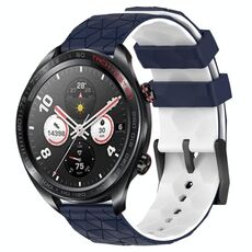 For Honor Watch Dream 22mm Cinturino in silicone bicolore con motivo a calcio (blu notte + bianco)