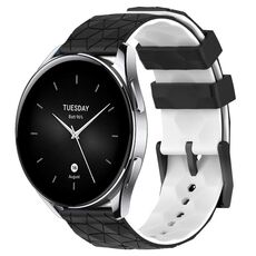 Per Xiaomi MI Watch S2 Cinturino per orologio in silicone bicolore da 22 mm con motivo a calcio (nero + bianco)
