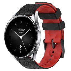 Per Xiaomi MI Watch S2 Cinturino per orologio in silicone bicolore da 22 mm con motivo a calcio (nero + rosso)
