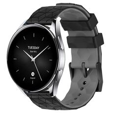 Per Xiaomi MI Watch S2 Cinturino per orologio in silicone bicolore da 22 mm con motivo a calcio (nero + grigio)